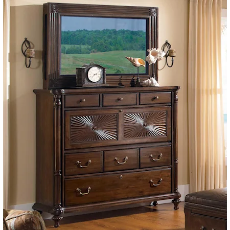 Traditional Cayman Media Chest and Double Vision Mirror Set